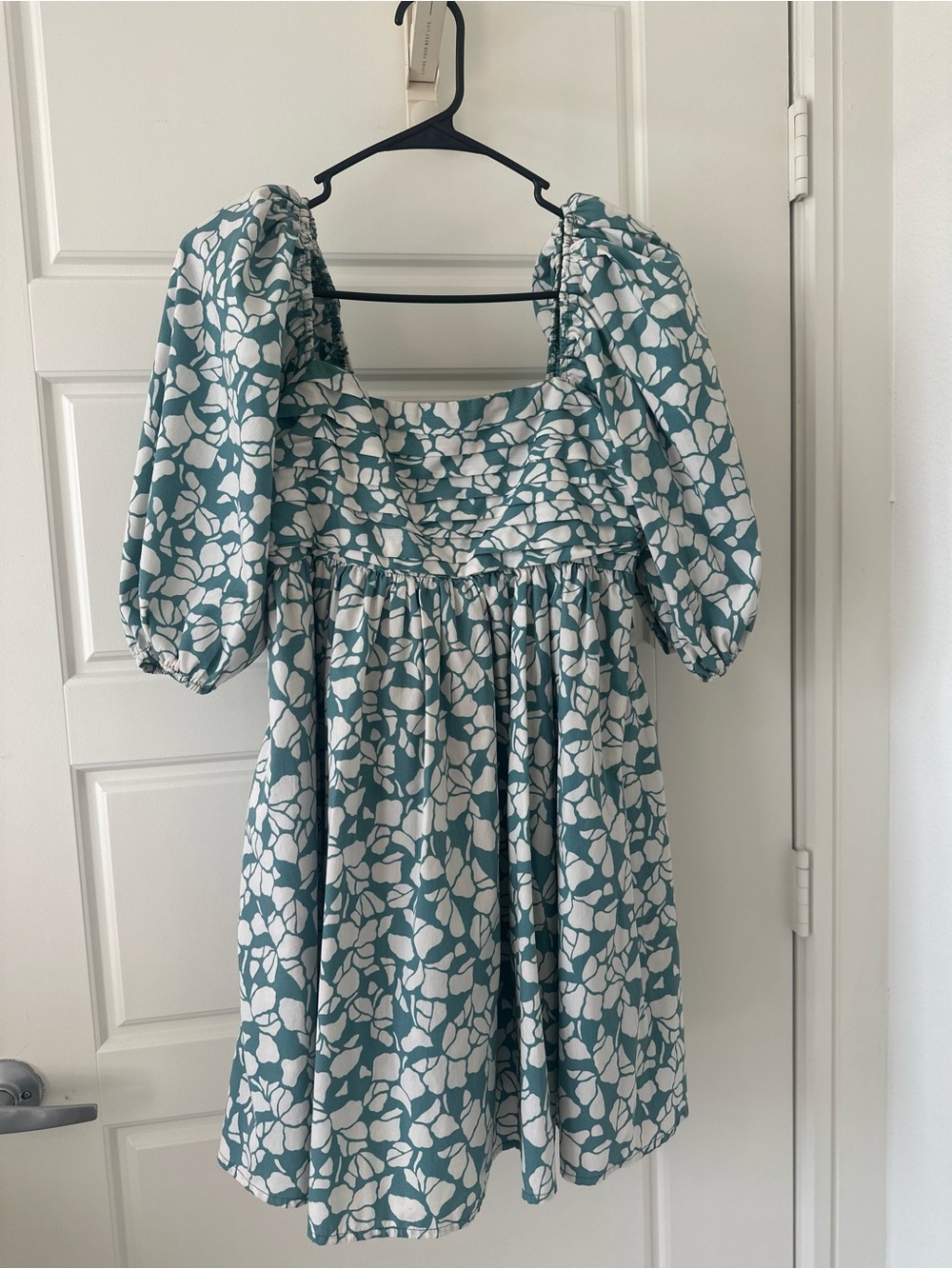 Abercrombie & Fitch Puffy Sleeve Baby Doll Mini Dress "Emerson" Teal